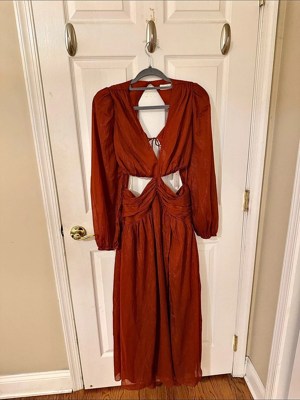 ASTR the Label Ruched Maxi Dress in burnt orange Size Medium NWT